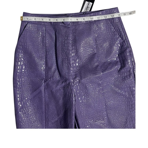 Nasty Gal Purple Croc Embossed Faux Leather High Waist Pants Y2K NWT Size 6 - Picture 7 of 16